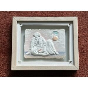 Vintage Cast Paper Southwest Art Navajo‎ Woman Signed Framed 9x11 Hanging